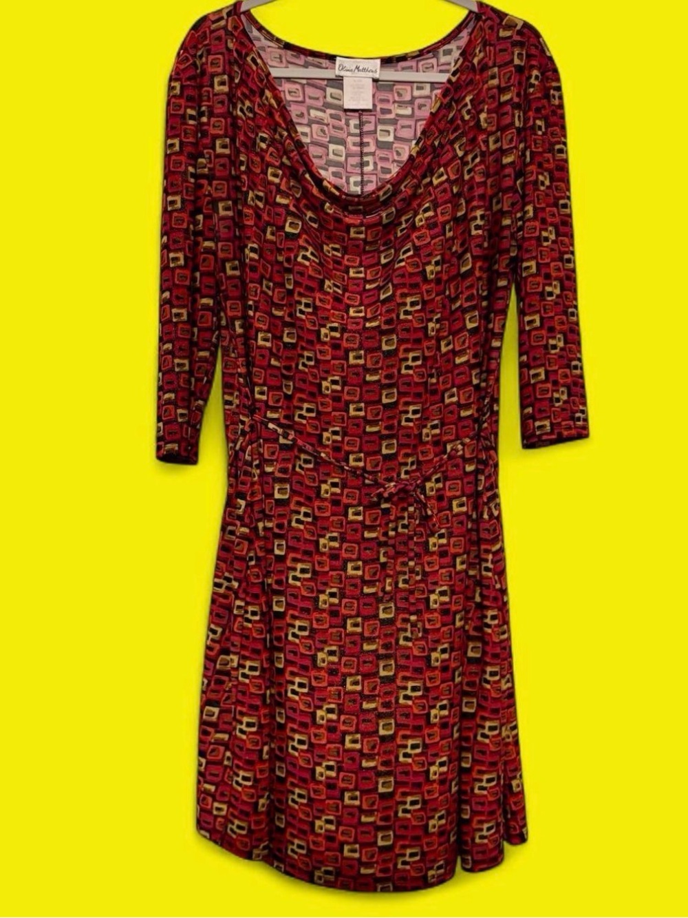 EUC Vintage Olivia Matthews Geometric Print dress